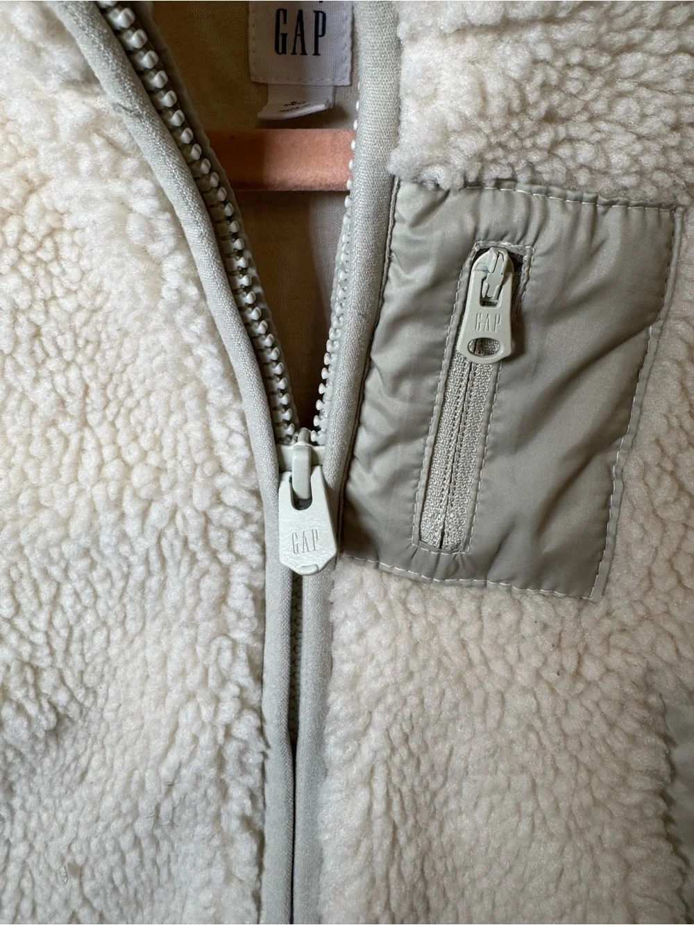 GAP Baby Sherpa Fleece Full Zip Jacket Beige Unisex 0-6 Months Fall/Winter